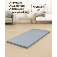 Sünger Yatak 70X180X6 Cm, Yer Yatağı, Balkon Sedir Yer Minderi,şantiye,karavan,deprem Yatağı-Gri