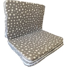 Katlanır Çocuk Yatağı Sünger Yatak Çocuk Oyun Minderi 60X120-4 Cm(Gri Yıldız)