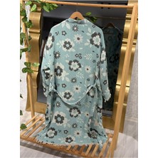 Müslin Kimono %100 Pamuklu Çiçek Desenli Jakarlı Bornoz Kaftan Sabahlık