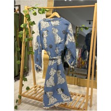 Müslin Kimono %100 Pamuklu Dalmaçyalı Desenli Jakarlı Bornoz Kaftan Sabahlık