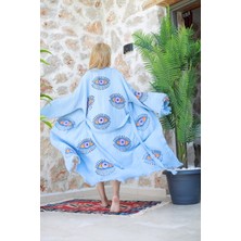 Müslin Kimono %100 Pamuklu Göz Baskılı Desenli Bornoz Kaftan Sabahlık