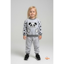 Kız Çocuk 2’li Eşofman Takımı Panda Desenli Rahat Günlük Giyim & Pijama Takımı %100 Pamuklu