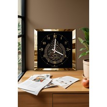 Gold Çerçeveli Allah Lafzı Yazılı Dekoratif Mdf Duvar Saati