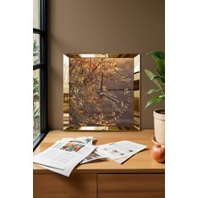 Gold Çerçeveli Son Bahar Zamanı Temalı Dekoratif Mdf Duvar Saati