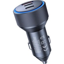 HP-780 105 Watt Araç Içi Şarj Cihazı 3.1A Pd 45 Watt Fast Hızlı Şarj Aleti Metal Çakmaklık Şarj Type C 3-Port Işıklı