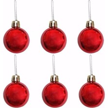 Mini Party Store 4 cm Ağaç Süsleme Topları 6lı Kırmızı