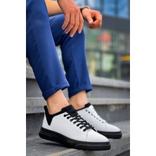 KB-X204 Kuback Beyaz Siyah Keten Siyah Yüksek Taban Günlük Erkek Spor Ayakkabı