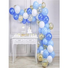 Mavi Gold Konfetili Balon Zincir Seti