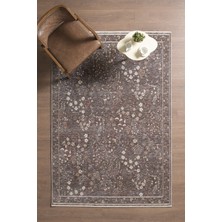 Frezia Floral Bambu Polyester Oturma Odası Salon Mutfak Halısı Eskitme Çiçekli Vintage Halı