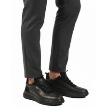 Siyah Hakiki Deri Memory Foam Erkek Casual Ayakkabı 152-22487 M