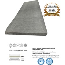 Eco Vip Tek Kişilik Yatak Karavan Kamp Çadır Yatağı Sünger Yatak 70 x 180 x 6 Cm-Gri