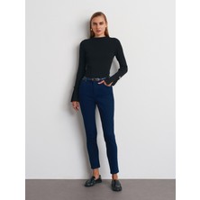 Dilvin 72042 Likralı Darpaça Denim Pantolon-Koyu Laci.