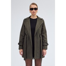 Kaşe Kadın Şık Tasarım Yaka Kaban ve Kemer