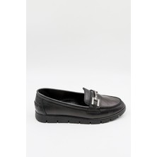 Venüs Kadın Hakiki Deri Tokalı Loafer Ayakkabı 25075610K - Siyah - 36