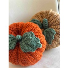 El Yapımı 2 Li Set Örgü Balkabağı Dekoratif Yastık 20X10 cm – Halloween Temalı, Boncuk Elyaf Dolgulu