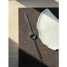 Retro Minimal Metal Kordon Vintage Kadın Kol Saati Içi Siyah