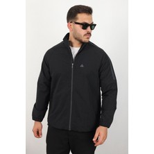 Erkek Relaxed Krinkıl Kumaş Baharlık & Yağmurluk Siyah Ceket