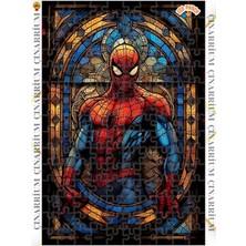 Örümcek Adam Vitray Cam Sanatı Çift Katlı Çerçeveli Asılabilir Ahşap Puzzle 150 Parça 30X20