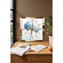 Gold Çerçeveli Orkide Temalı Dekoratif Mdf Duvar Saati