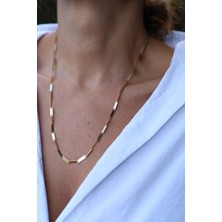 14 Ayar Altın Eklemeli Plaka Sıralı Zincir