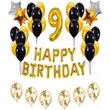 Altın ve Siyah 1. Doğum Günü Partisi Süslemeleri Seti