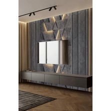 Antrasit Geometrik Işıltılı Tek Parça Tekstil Duvar Kağıdı