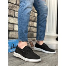 ET0337 Içi Dışı Hakiki Nubuk Deri Classic Siyah Günlük Erkek Ayakkabı