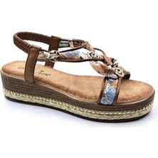 Bags Shoes Guja 25Y171-2 Kadın Dolgu Jüt Garnili Taban Premium Taşlı Sandalet