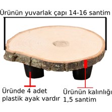 Doğal Ahşap Ağaç Saksı Altlığı Ayaklı Çapı 14-16 Santim