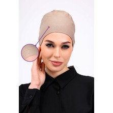 Kaymayan Silikonlu Dikişsiz Bone - Kaymaz Kadın Tesettür Bağlamalı Iç Bone Vizon