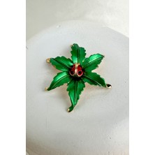 Altın Rengi Uğur Böceği Detay Yaprak Broş (5cm)