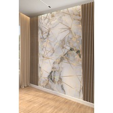 Gold Mermer Geometrik Çizgili Tek Parça Tekstil Duvar Kağıdı