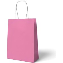 18X8X24 Büküm Saplı Çanta 10'lu Pembe