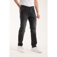 Erkek Pantolon Siyah Regular Fit Fermuarlı Jeans