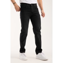 Erkek Pantolon Siyah Regular Fit Fermuarlı Jeans