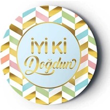 8'li Karton Tabak Gold Yaldızlı Iyi Ki Doğdun Karnaval Mavi M326