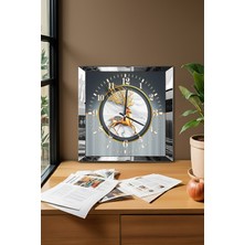 Gümüş Çerçeveli Ceylan Temalı Dekoratif Mdf Duvar Saati