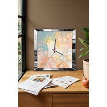 Gümüş Çerçeveli Pastel Rüyalar Temalı Dekoratif Mdf Duvar Saati