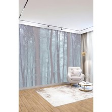 Sisli Gri Orman Manzaralı Tek Parça Duvar Kağıdı