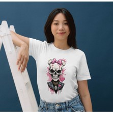 Kuru Kafa Tişört Iskelet Kalpli Tişört Unisex Çocuk ve Yetişkin