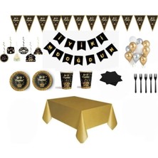 Çıtıpıtıstore Gold Siyah Doğum Günü Seti 8 Kişilik