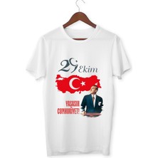 29 Ekim Cumhuriyet Bayramı Atatürk Imzalı Türk Bayrağı Baskılı Unisex Çocuk Kadın Erkek Tişört