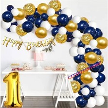 Çıtıpıtıstore Gold Lacivert Doğum Günü Balon Zincir Set