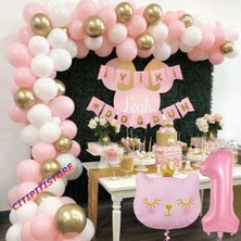 Çıtıpıtıstore Pembe 1 Yaş Kedili Doğum Günü Balon Zincir Set