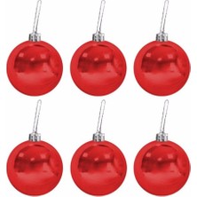 6 cm Ağaç Süsleme Topları 6lı Kırmızı