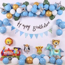 Çıtıpıtıstore Mavi Balon Safari Folyo Kafalı Doğum Günü Balon Seti