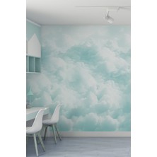 Mavi Bulut Desenli Tekstil Duvar Kağıdı