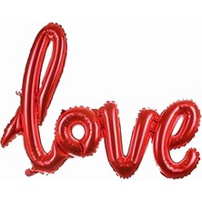 1 Adet Kırmızı Love Imzalı Folyo Balon