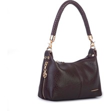 Nas Bag Kadın Mini Omuz ve Çapraz Çanta Örgülü Askılı (En: 23 cm , Boy: 14 Cm)Kahve Victoria
