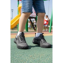 Füme Lastik Bağcıklı Çocuk Outdoor Ayakkabı G63 Kids F